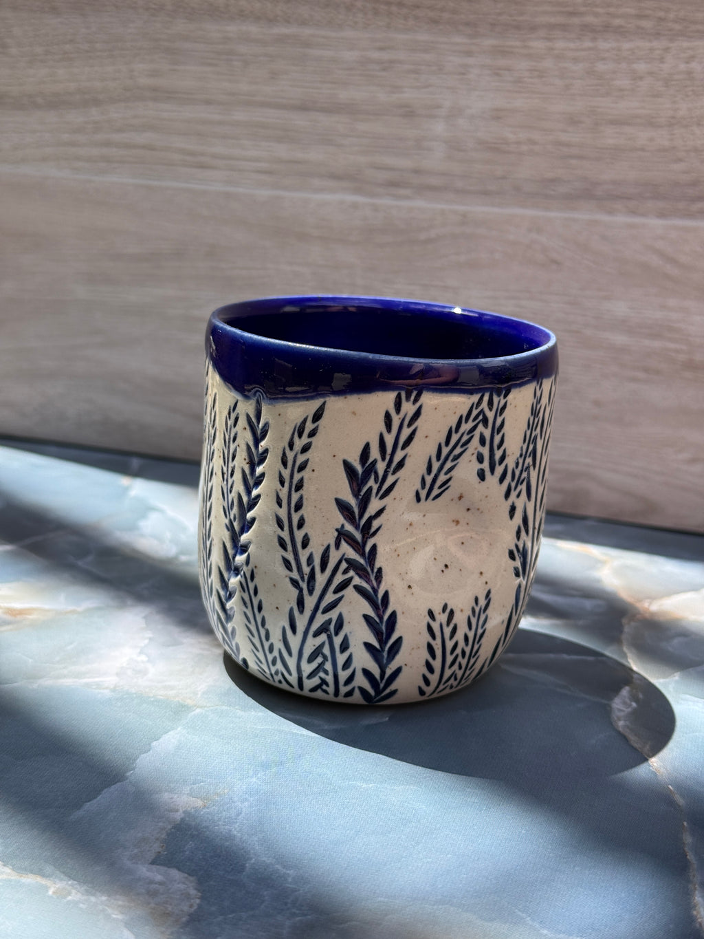 Thumbprint Tumbler - Cobalt Ferns 3