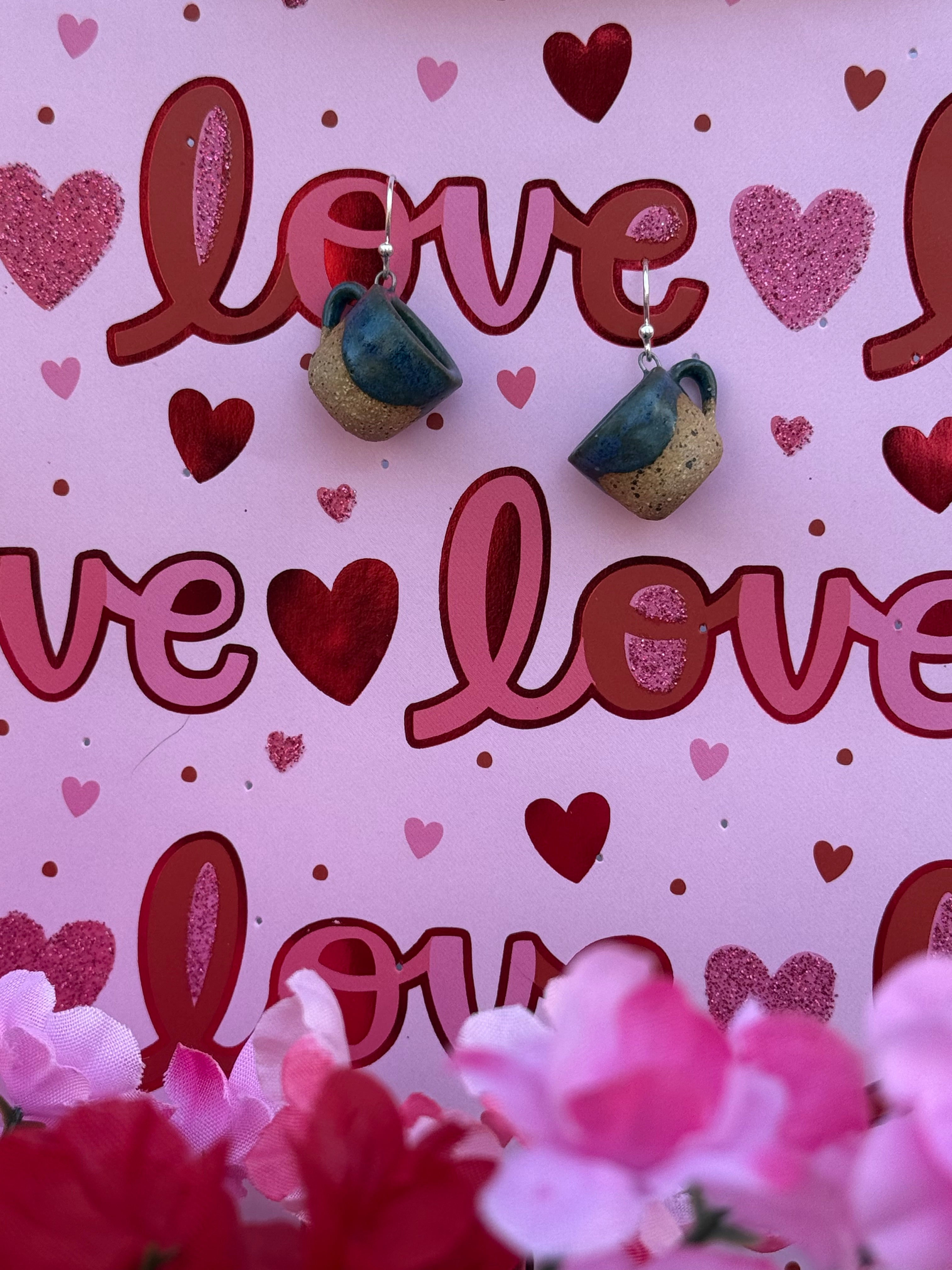 Speckled Stoneware Mini Mug Earrings