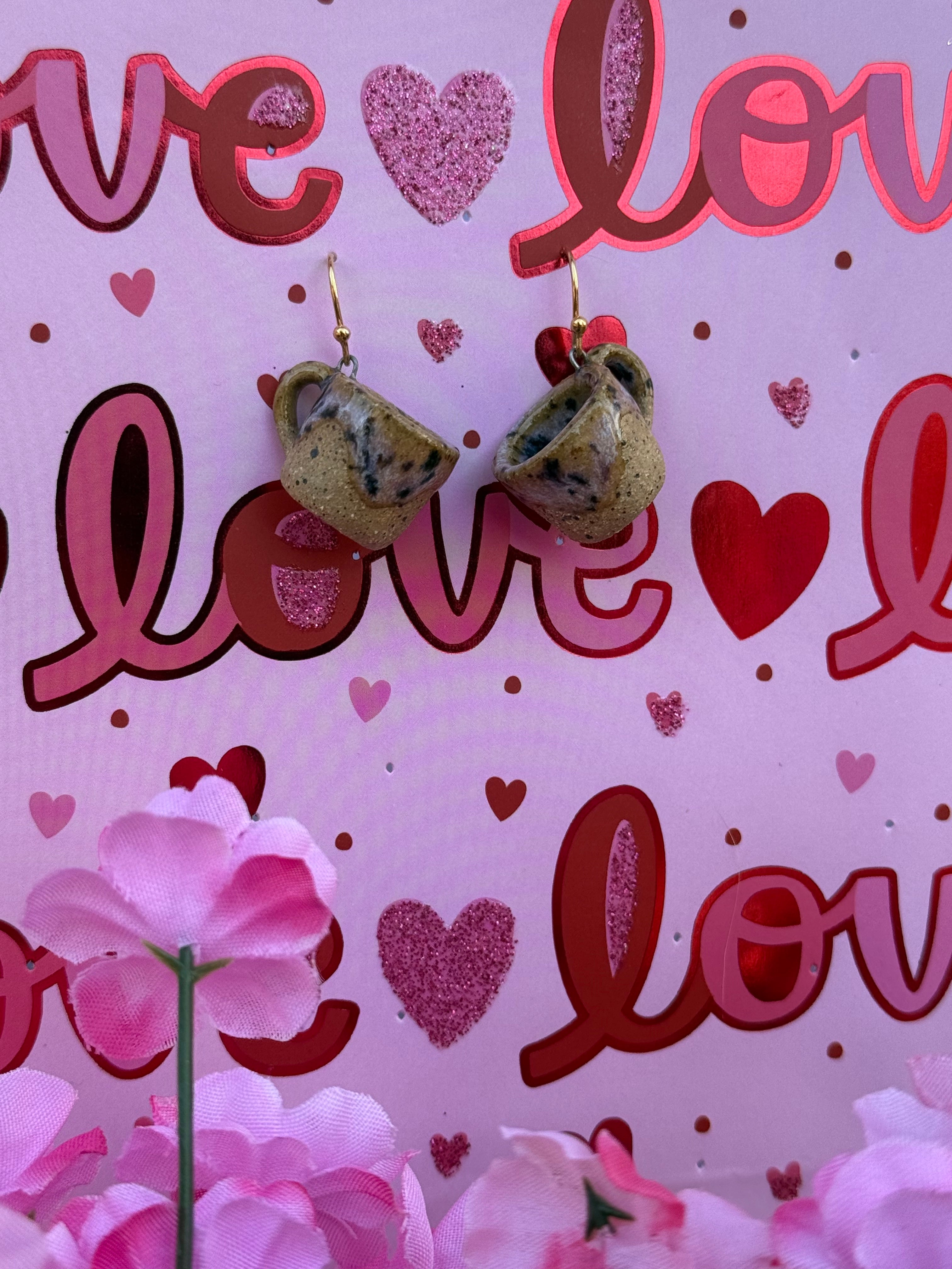 Speckled Stoneware Mini Mug Earrings