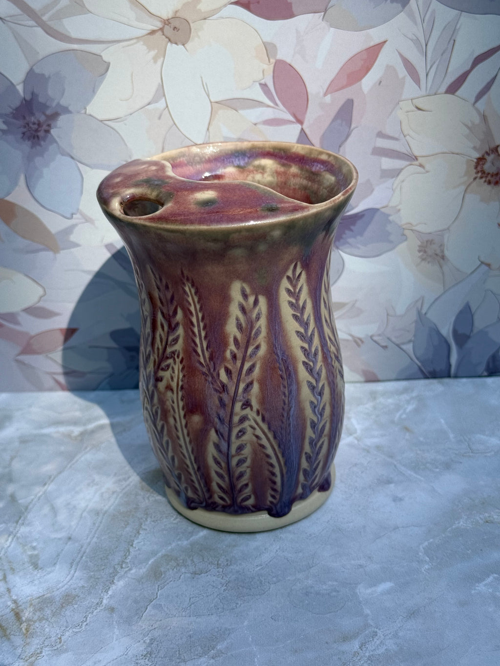 [SALE] Carved Ferns Travel Mug - Texture Burgundy