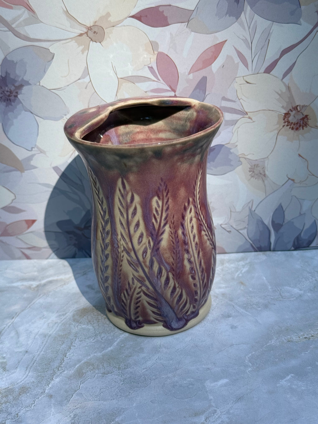 [SALE] Carved Ferns Travel Mug - Texture Burgundy