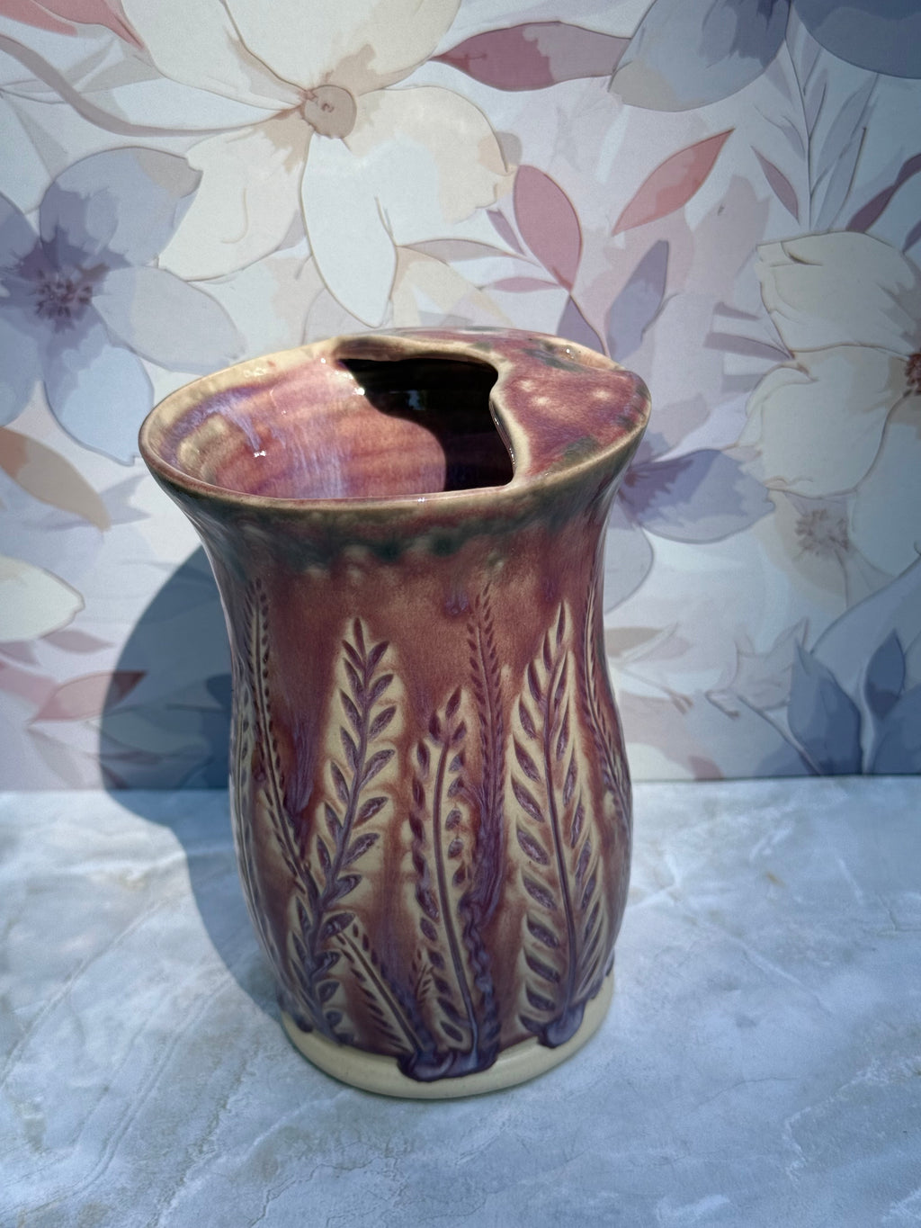 [SALE] Carved Ferns Travel Mug - Texture Burgundy