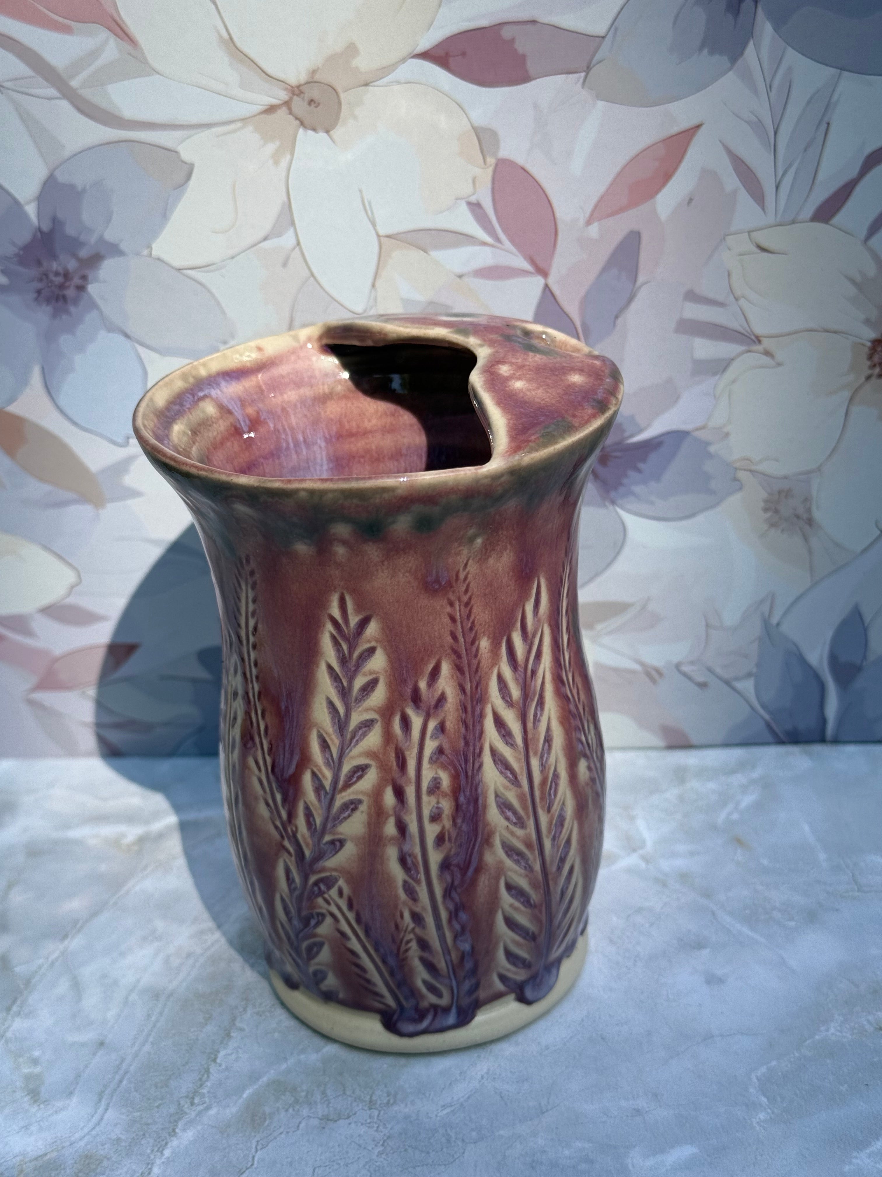 [SALE] Carved Ferns Travel Mug - Texture Burgundy