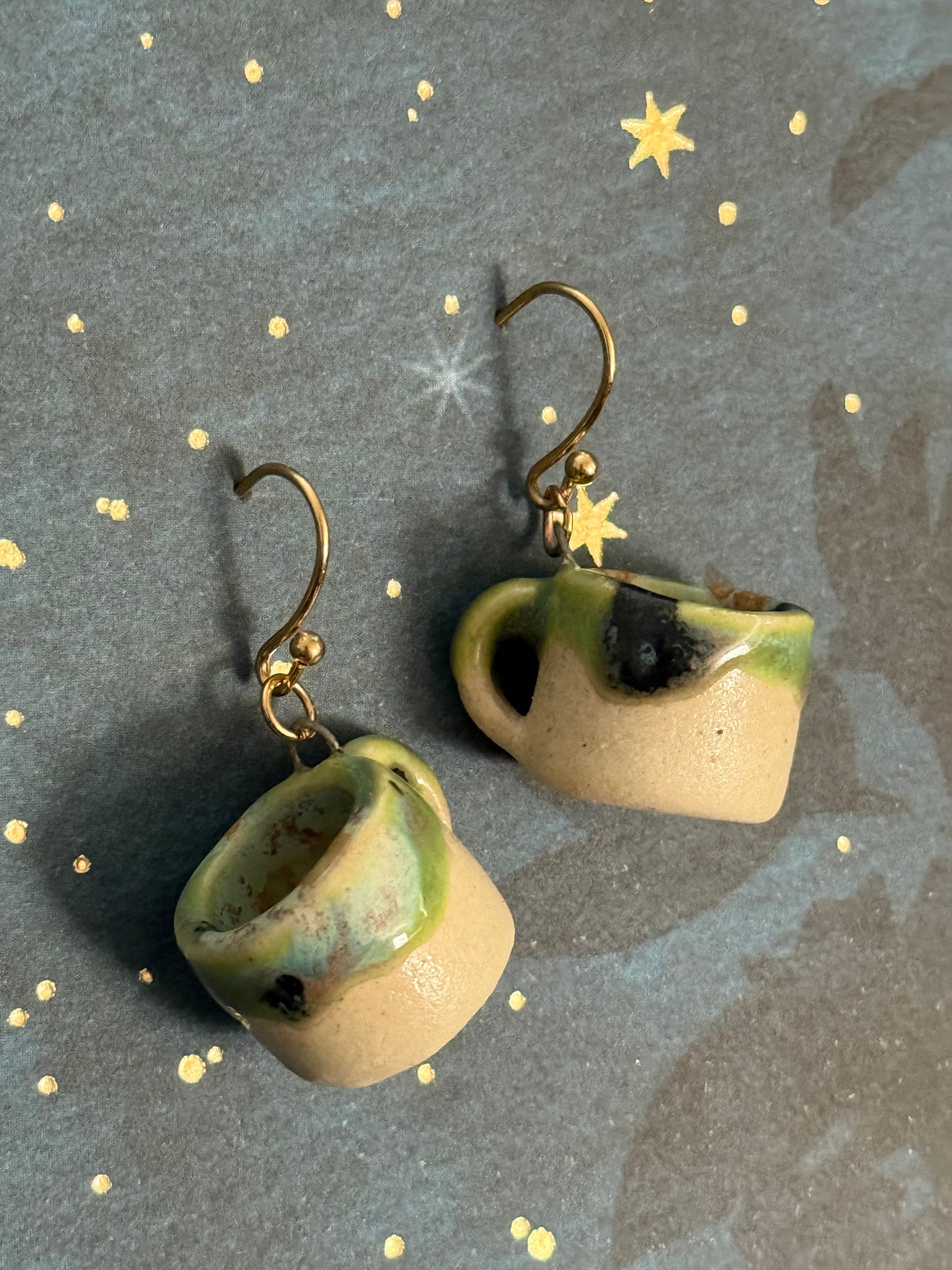 Luna Moth Mini Mug Earrings